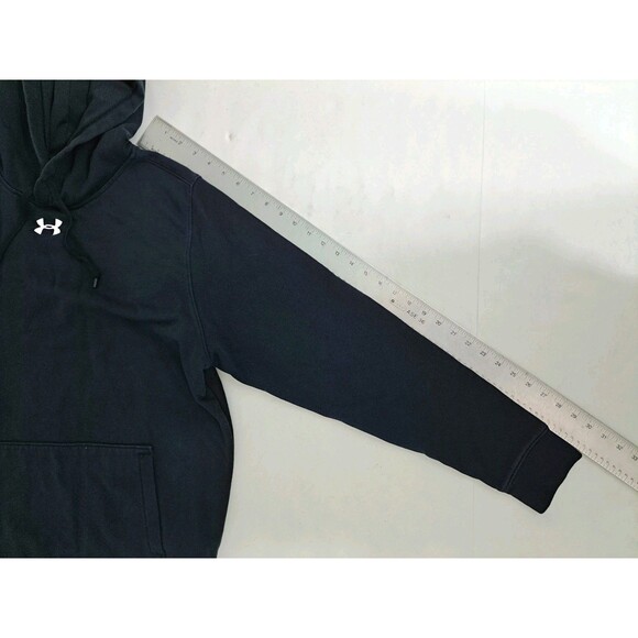 Under Armour Mens Medium Loose Hoodie Sweatshirt Gym Hustle Fleece Black Basic - Picture 8 of 8